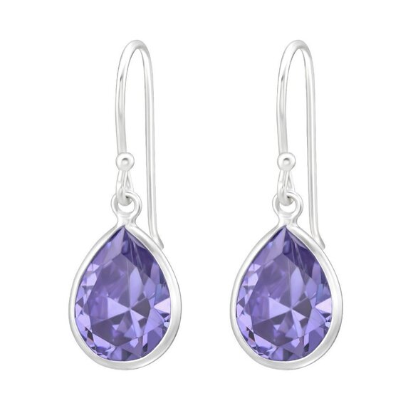Sterling Silver Crystal Gemstone Drop Earrings - Picture 1 of 14